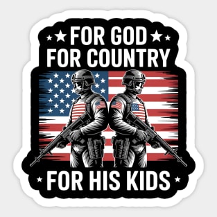For God Country His Kids Faith Freedom Family Military Dad Sticker